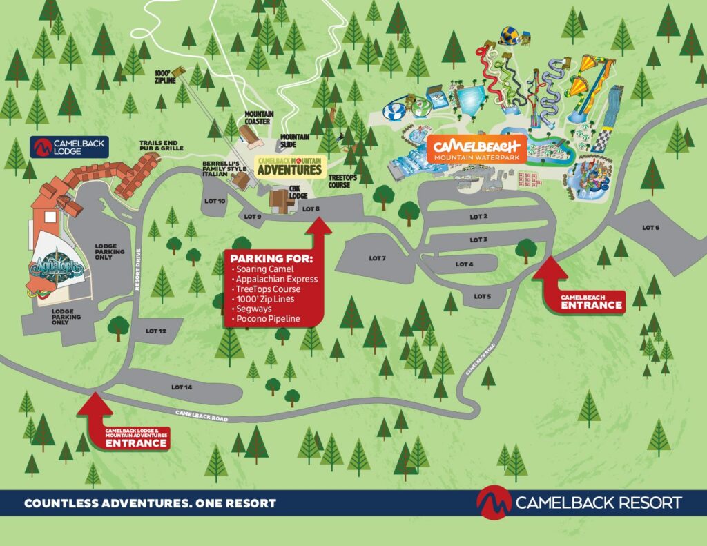 Resort Maps Camelbeach, Aquatopia, Camelback Ski & Resort