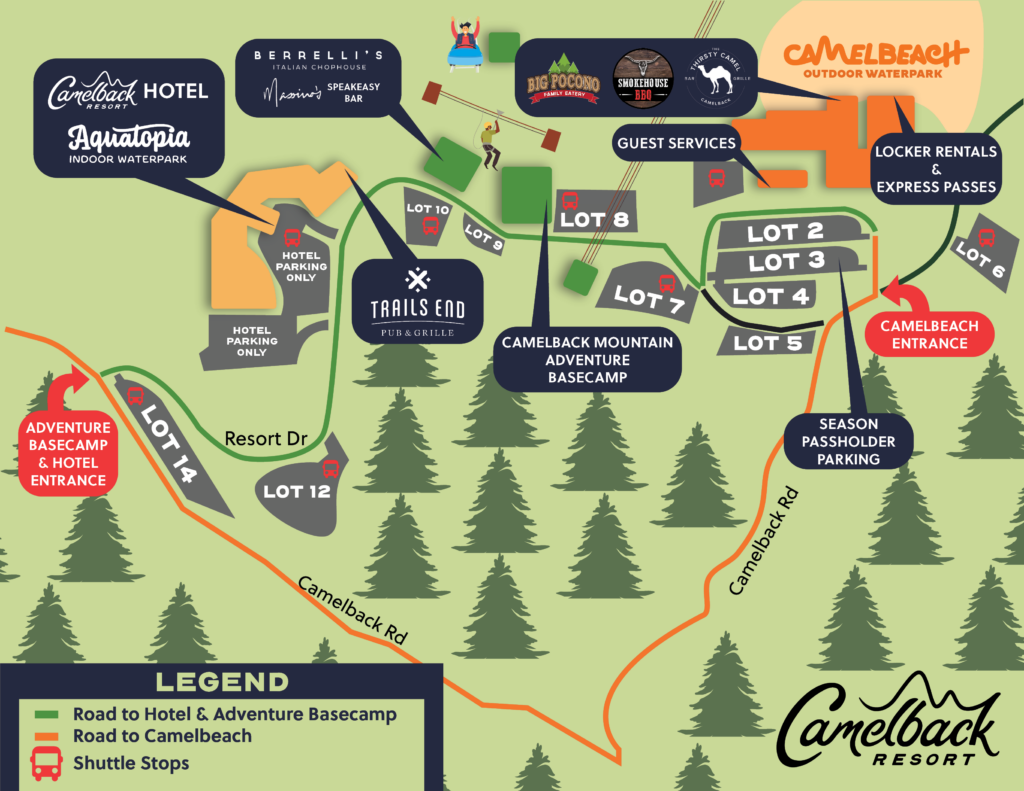 Resort Maps | Camelbeach, Aquatopia, Camelback Ski & Resort