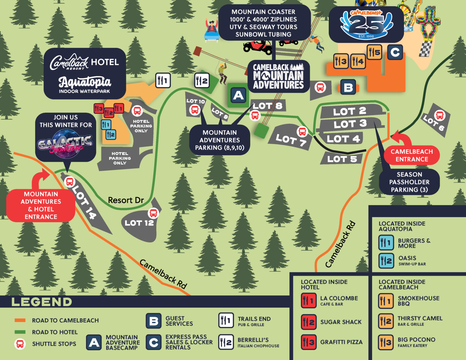 Resort Maps | Camelbeach, Aquatopia, Camelback Ski & Resort