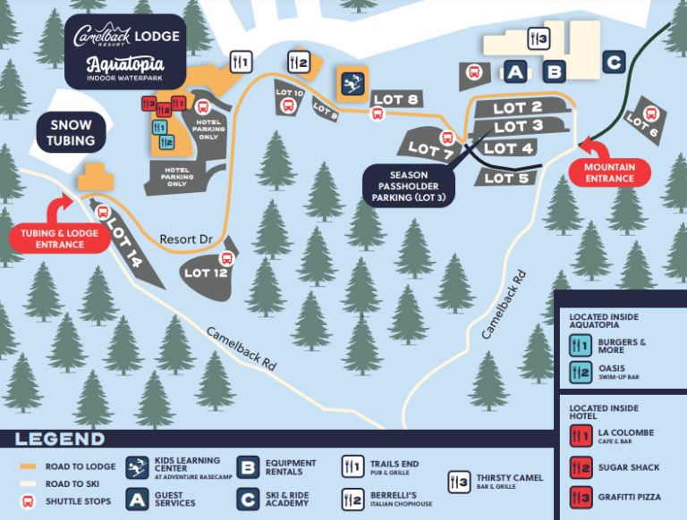 Resort Maps | Camelbeach, Aquatopia, Camelback Ski & Resort